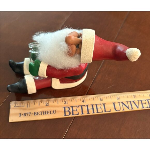 Vintage Polymer Clay Whimsical Santa Claus Ornament Holding Vase 6” Signed 1988 - Picture 7 of 7